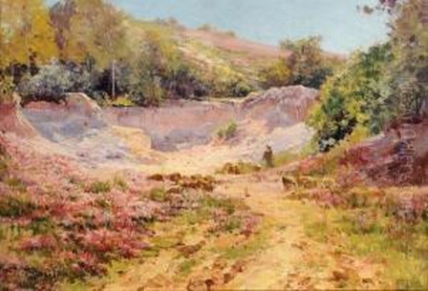 Chemin De Campagne Aux Bruyeres Oil Painting by Edouard Pail