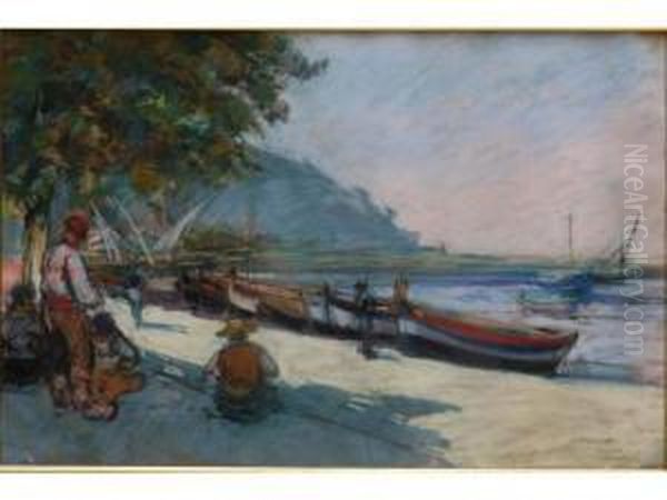 Barques A Cassis Oil Painting by Henri Pierre Paillard