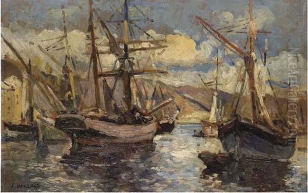 Voiliers Au Port Oil Painting by Henri Pierre Paillard