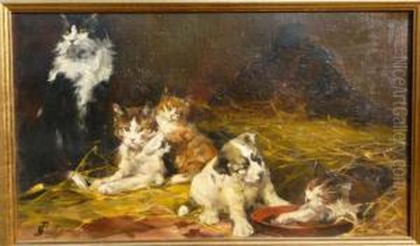 Chien Et Chat Oil Painting by Fernand Paillet