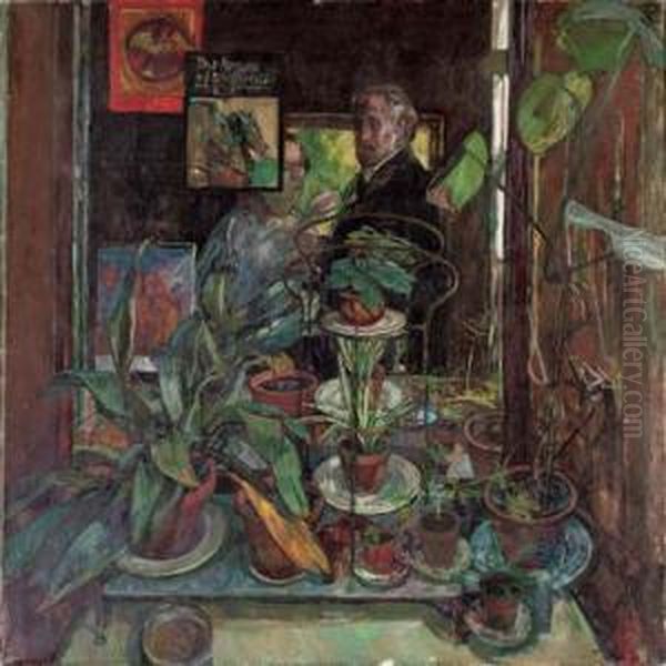 Man In An Interior Oil Painting by William Bowyer Pain