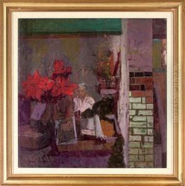 Flowers In An Interior Oil Painting by William Bowyer Pain