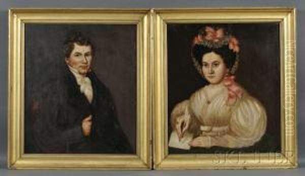 Pair Of Portraits Of A Young Husband Oil Painting by Suzzana Paine