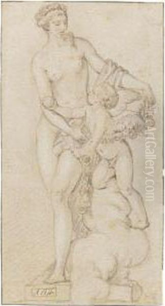 A Design For A Sculpture With Venus And Cupid Oil Painting by Jacques-Augustin Pajou