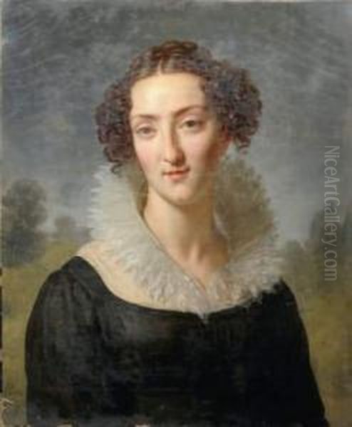 Portrait De Femme Oil Painting by Jacques Augustin C. Pajou