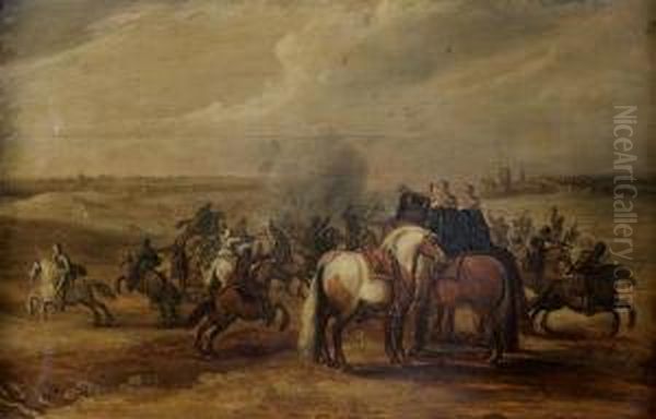 Choc De Cavalerie Oil Painting by Palamedes Palamedesz. (Stevaerts, Stevens)