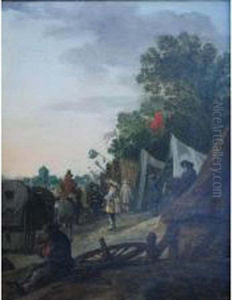 Figures At A Military Camp Oil Painting by Palamedes Palamedesz. (Stevaerts, Stevens)