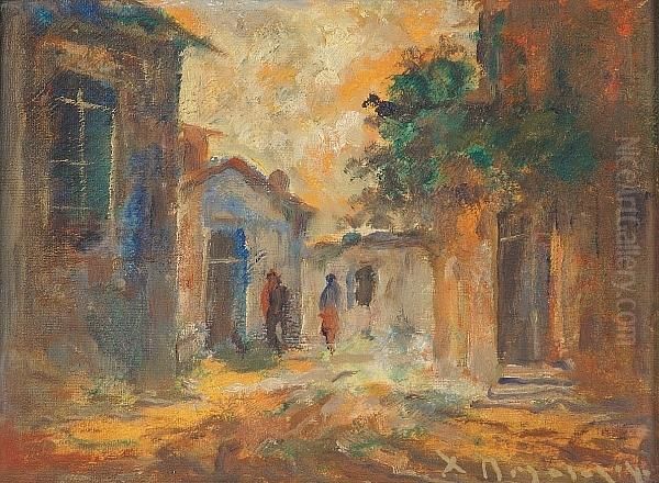 Village Scenes Oil Painting by Charalambos Paleologos