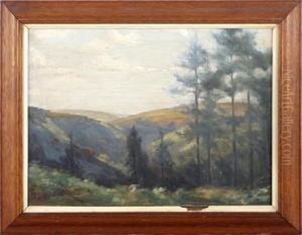 A Hillside Landscape Oil Painting by William Mainwaring Palin