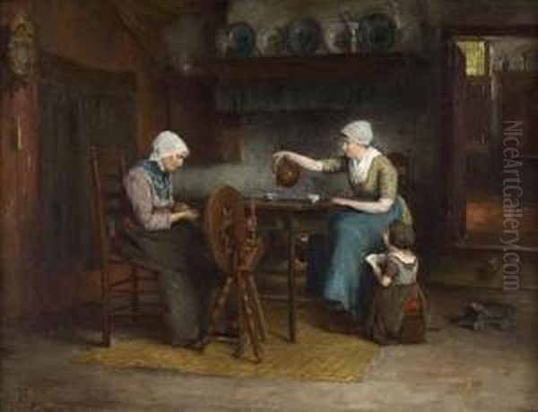 Tea-time Oil Painting by Johannes Jacobus Paling