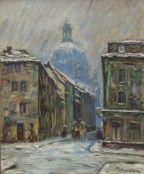 Winterliche Potsdamansicht, Im Hintergrund St. Nikolai Oil Painting by Kurt Pallmann