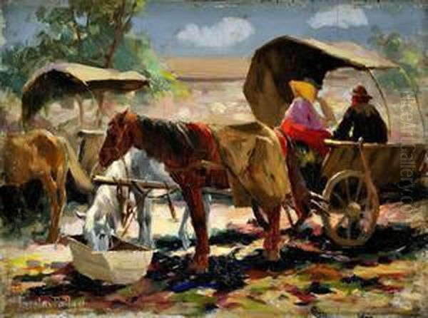 Odpocinok Oil Painting by Carolus Pallya