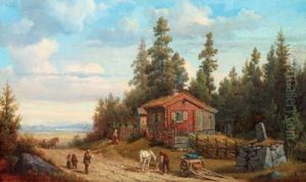 Vue Af Bie Oil Painting by Gustaf-Wilhelm Palm