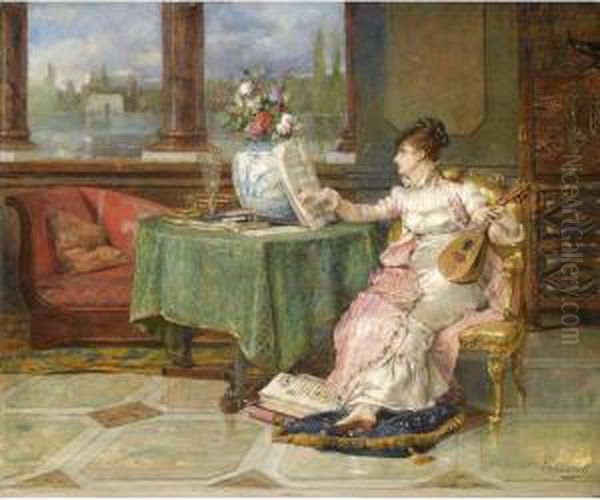 La Sonata Oil Painting by Vicente Palmaroli Y Gonzalez