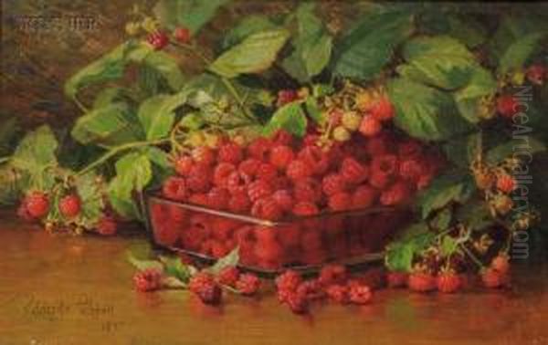 Raspberries Oil Painting by Adelaide Palmer