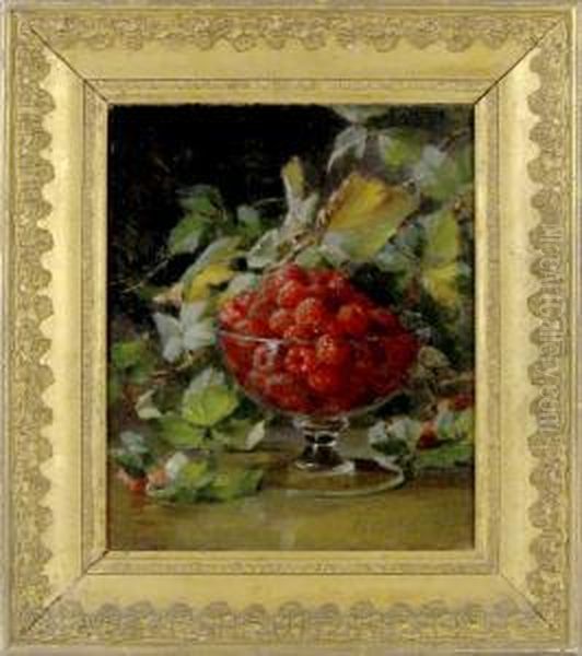 Still Life With Raspberries Oil Painting by Adelaide Palmer