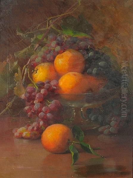 A Still Life With Oranges And Grapes Oil Painting by Adelaide Palmer