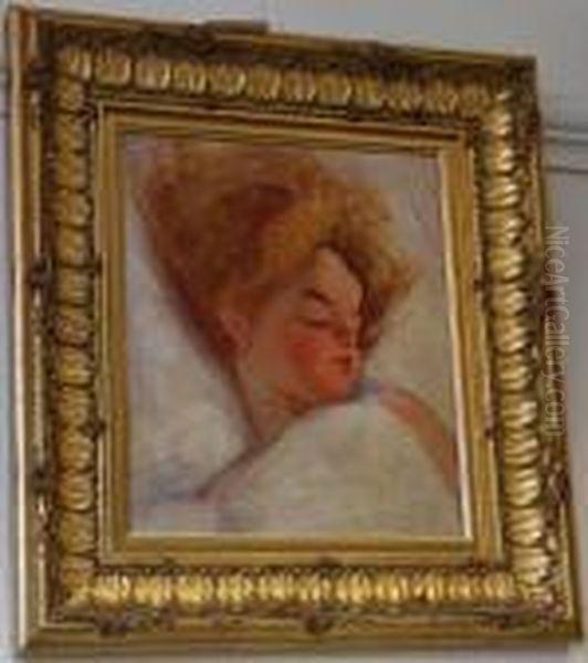 Portrait Of The Artist's Daughtersleeping Oil Painting by Alfred Palmer