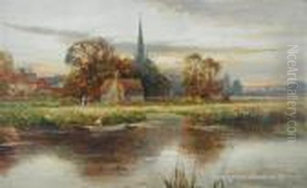 Hemingford Abbots On The Ouse Oil Painting by Harry Sutton Palmer