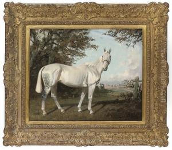 A Grey Hunter In An Extensive Landscape Oil Painting by James Lynwood Palmer