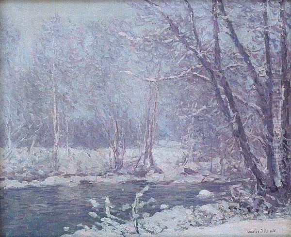 Paysage De Neige. Oil Painting by Charles Joh. Palmie