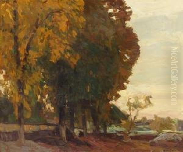 Bewaldete Parklandschaft Oil Painting by Charles Joh. Palmie