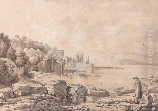 Riviere Devant Des Ruines Oil Painting by Pietro Giacomo Palmieri