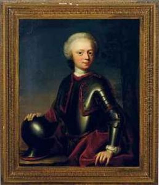 Portrait Of Johan Reinhard Burchard Van Rechteren (1725-1783), Wearing Armor Oil Painting by Gerard Jan Palthe