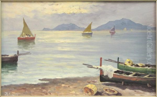 Sailboats At Sunrise Oil Painting by Alphonse Palumbo