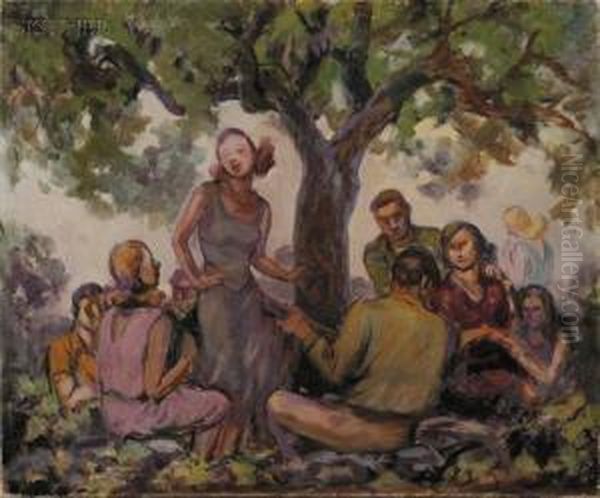 Gathering In The Park Oil Painting by Alphonse Palumbo