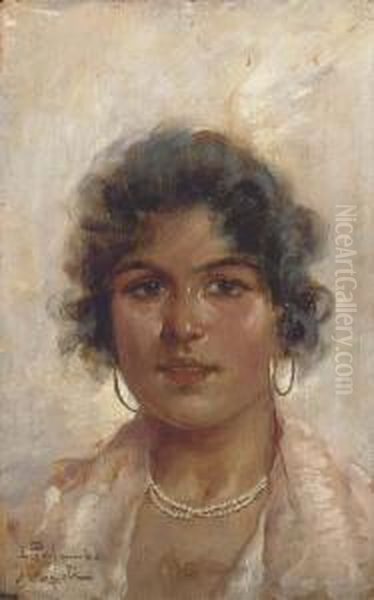 Una Donna Napolitana Oil Painting by Luigi Palumbo