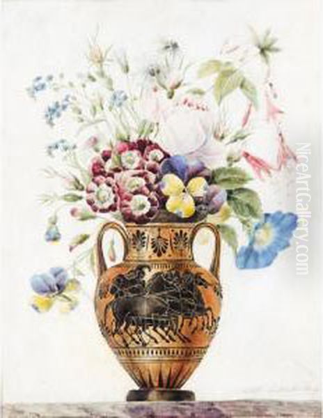 Flowers In A Grecian Urn Oil Painting by Anne-Ernestine Panckoucke