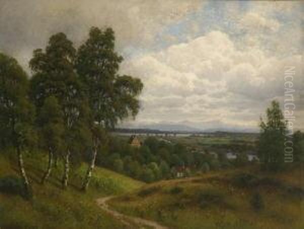 Blick Uber Das Ampermoos Auf Den
 Ammersee. Oil Painting by Joszef, Josef Pandur