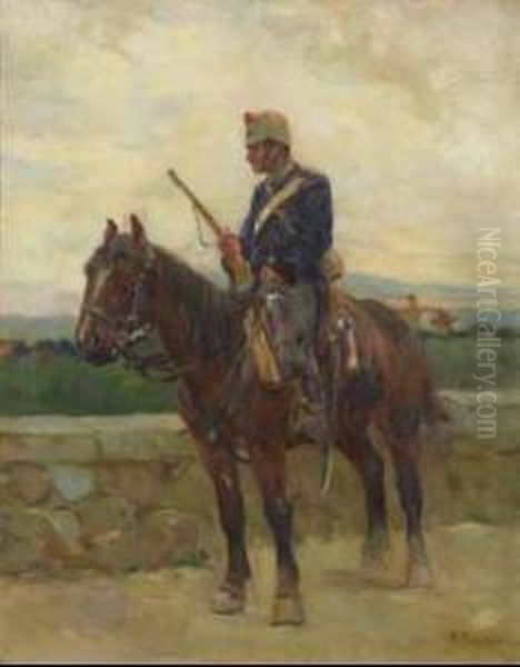 Soldato A Cavallo Oil Painting by Ruggero Panerai