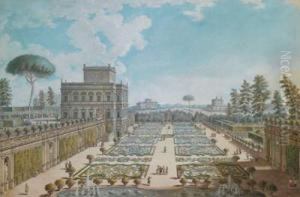 Veduta Della Villa Doria Pamphili A Roma Oil Painting by Francesco Panini