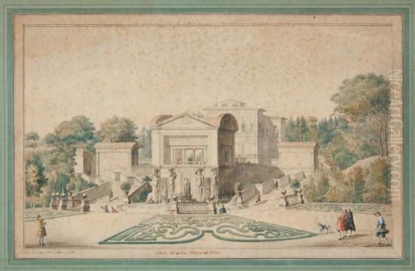 Vue Des Jardins Pontificaux Du Vatican Oil Painting by Giovanni Niccolo Servandoni