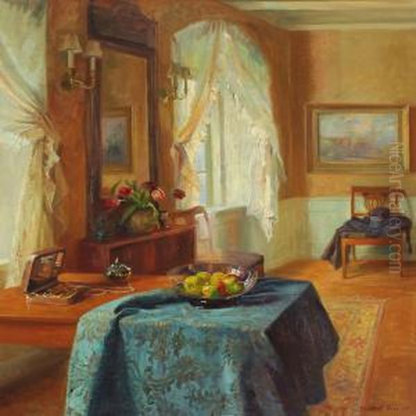 Interior With Sunlight Through A Window Oil Painting by Robert Panitzsch