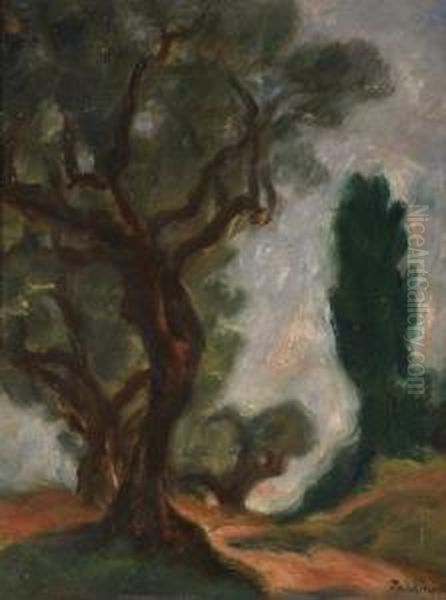 La Route Et L'arbre Oil Painting by Jozef Pankiewicz