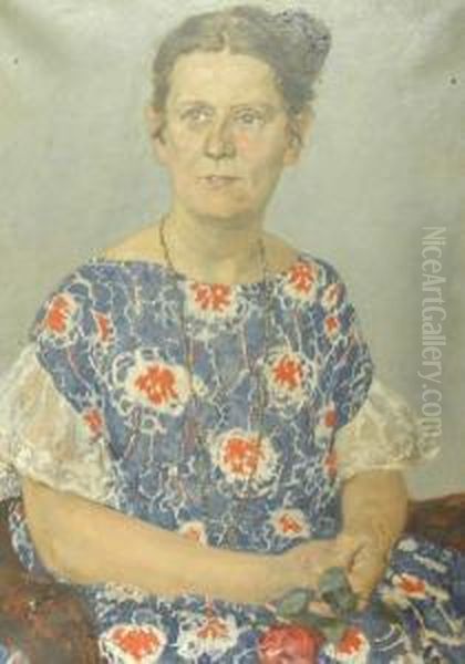 'portrat Frau Hoffmannwiesbaden'' Oil Painting by Bernhard Pankok