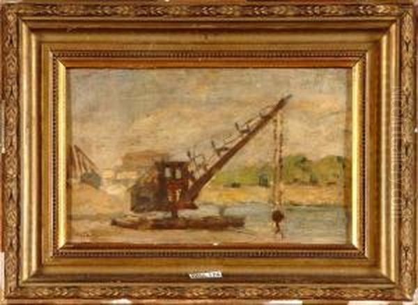 Grue En Bord De Seine Oil Painting by Camille Pantazis