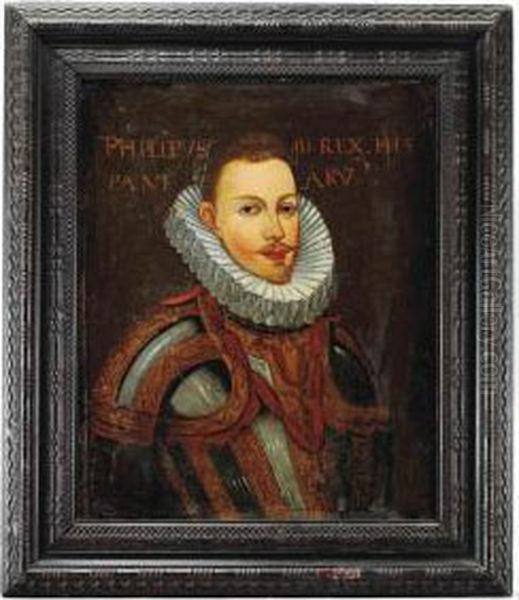 Cruz Portrait Of Philip Iii, King Of Spain, Portugal And The Algarves Oil Painting by Juan Pantoja de la Cruz