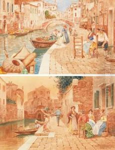 Scorcio Di Vita Veneziana Oil Painting by Antonio Paoletti