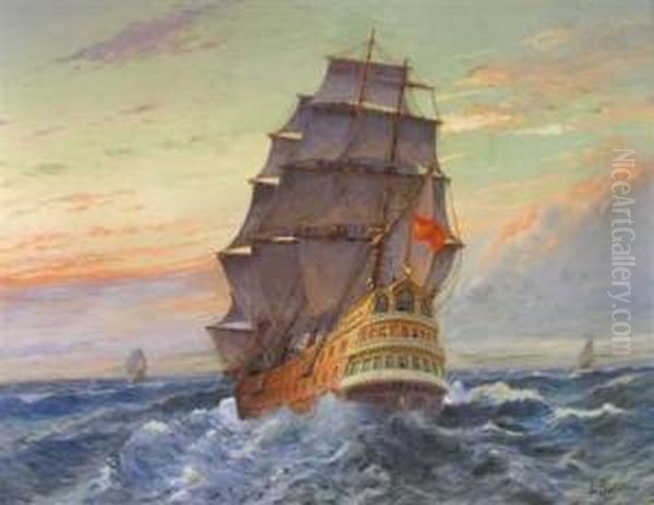 Three Sailing Ships Oil Painting by Luigi Paolillo