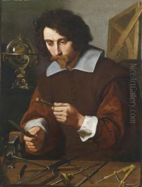 An Inventor Of Mathematicalinstruments Oil Painting by Pietro Paolini