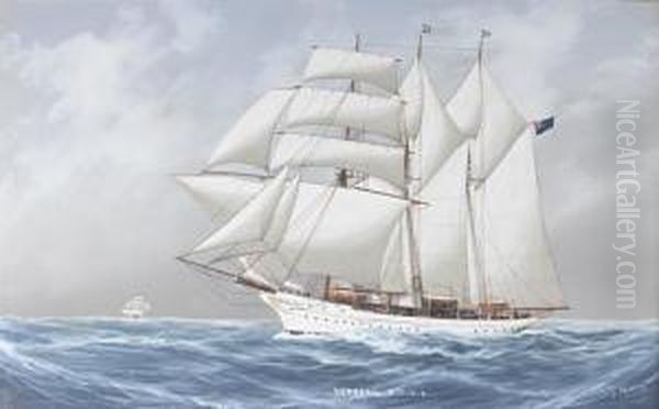 The Auxiliary Topsail Schooner Yacht Sunbeam R.t.y.c. At Sea Oil Painting by L. Papaluca