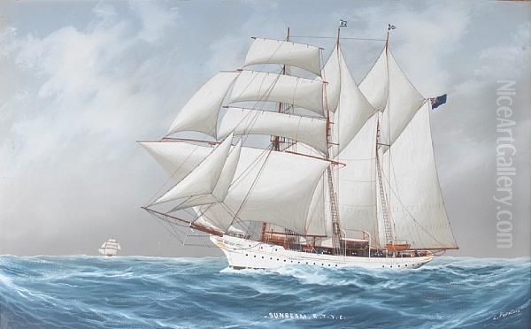 The Auxiliary Topsail Schooner Yacht Oil Painting by L. Papaluca