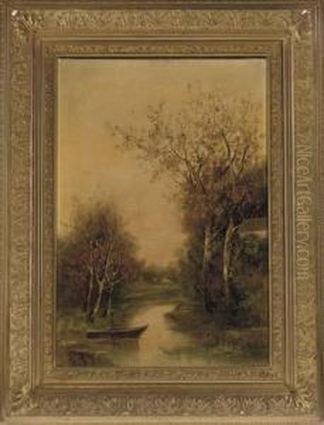 Tranquil Water Oil Painting by Ignaz Papauschek