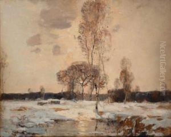 Paysage De Neige Oil Painting by Jean Constant Pape