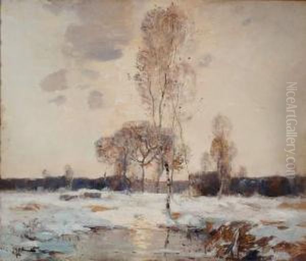 Paysage De Neige,1901 Oil Painting by Jean Constant Pape