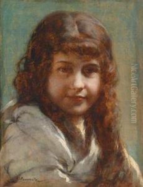 Portrait Of A Young Girl Oil Painting by Georg Papperitz